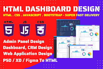 design admin panel, web application, web dashboard using html css javascript