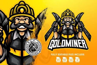 do elegant mining character logo design for you