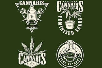design vintage cannabis marijuana cbd oil logo for you