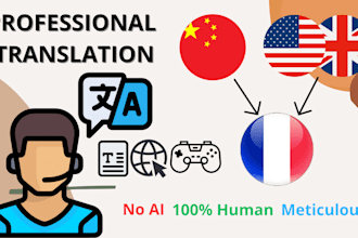 translate your texts, games and websites from english or chinese to french