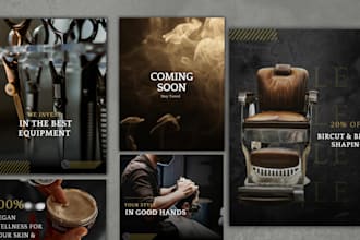 design social media posts for barbershop men grooming haircut tattoo studio