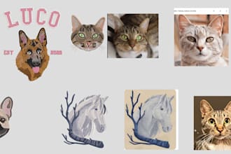 do promise work embroidery digitize your dog, cat, pet, faces and full body