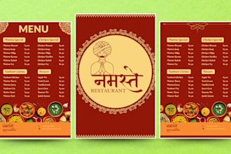design indian menu and restaurant menu and flyer