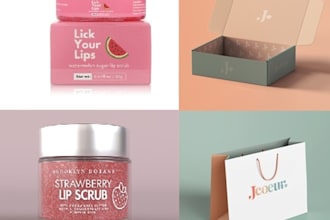 make product packaging, logo, box, label design for perfume, brand and cosmetics