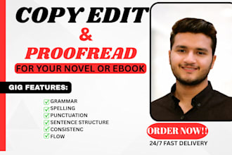 expertly proofread and copy edit your novel or ebook fast