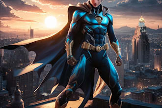 create concept art superhero character for anime style comic