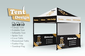 design canopy tent, roll up banner, backdrop or table, flag