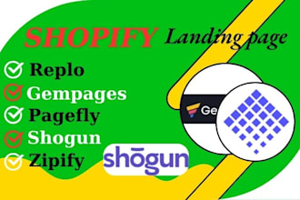 clone shopify landing page with replo, gempages, pagefly, shogun, zipify