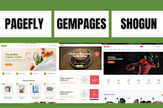 design shopify ecommerce website or  landing page with pagefly, gempages, shogun