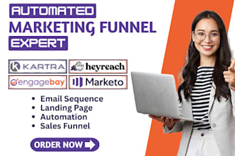 setup heyreach marketo engagebay email campaign  kartra funnel zapier automation