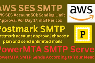 provde SMTP server, AWS, postmark, mailgun, sendgrid for blasting directly inbox