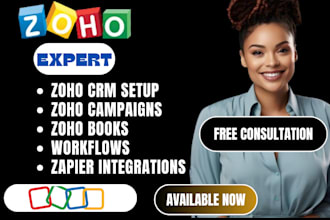 be expert in zoho CRM zoho bookkeeping zoho campaign, setup zapier integration