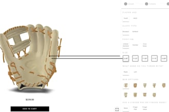 configure 2d, 3d baseball glove, ball helmet shopify product on zakeke, kickflip