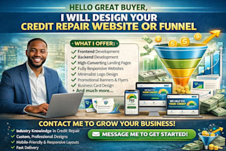 design credit repair website, funnel, credit repair landing page
