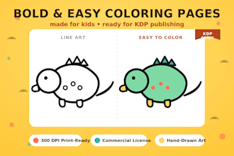 create low content bold and easy coloring pages for kids etsy amazon kdp