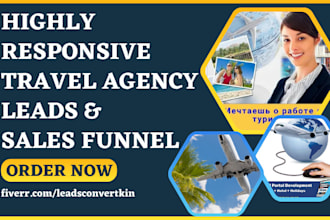 build travel agency landing page vacation rental website tour sales funnel leads