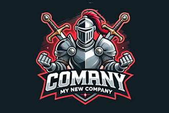 design a striking knight warrior helmet mascot logo for your brand