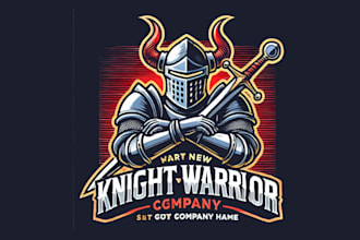 design knight warrior, helmet, mascot logo character, and cartoon for you