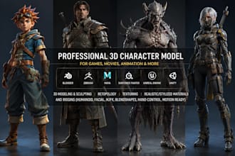 realistic 3d character stylized character model rigging for game movie animation