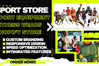 design elegant sport store sport equipment sport wears fitness shopify store