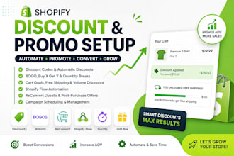 setup shopify discount coupon codes promo using flow discounty bogos reconvert