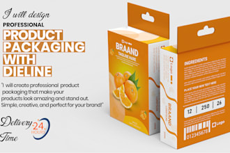 do product packaging design and box packaging with dielines