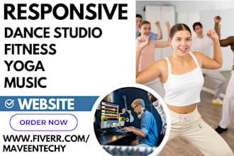 design dance studio website yoga fitness gym ballet hiphop party music website