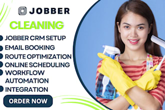setup jobber crm cleaning, route optimization, email booking, online scheduling