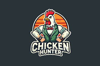 design chicken, hunter, mascot logo character, and cartoon in 15 hours