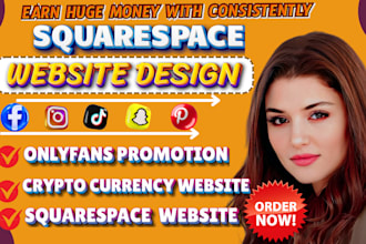 build squarespace crypto currency website, onlyfans agency website design