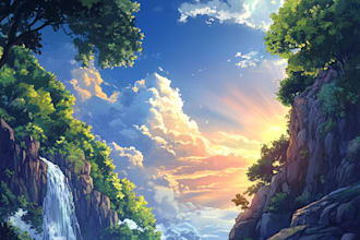 create anime background for web comic or illustration