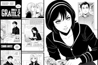 draw a black and white illustration of your comic manga page
