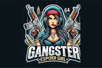 do gangster girl cartoon, and character mascot logo with express delivery
