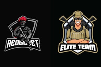 design esport mascot military veteran logo