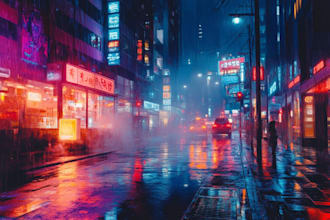 make futuristic cyberpunk city or background art