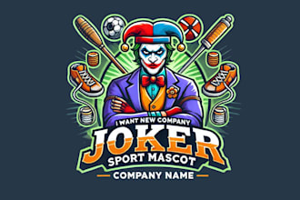 design a bold and unique joker sport mascot logo for your brand