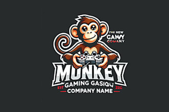 create a unique monkey, gaming mascot logo character, and cartoon for your brand