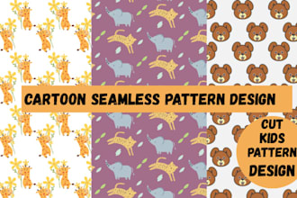 create cute cartoon seamless patterns for kids and babies