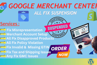 fix google merchant center suspension, fix gmc
