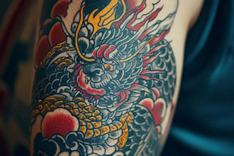 do awesome tattoo design in traditional japanese style