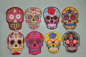 do awesome luchadores masks, mexican art skulls logo