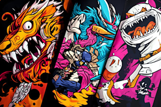 do custom design hot rod or motorcycle in cartoon for tshirt