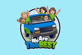 design unique cool blue van logo