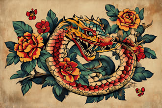 create custom logo old school traditional tattoo design