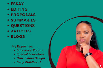 research and write on education topics, special education and curriculum design