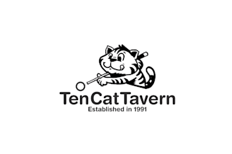 make modern cat playing billiards bar logo