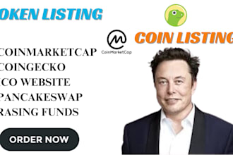 get your token or coin listed in 48hrs on coinmarketcap, coingecko, pancakeswap