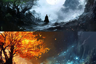 draw environment concept art, fantasy worlds
