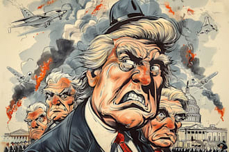 draw a  political cartoon art or any photo for you