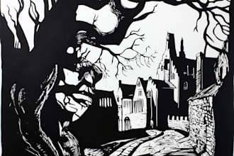 create artistic linocut illustration in my style